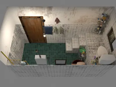 Dingy Bathroom Low-poly 3D model