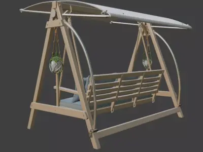 Outdoor Swing with Cushions 3D model