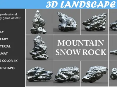 Low poly Snow Rock B-190426 Low-poly 3D model