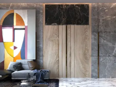 office modern home with marble walls 3D model