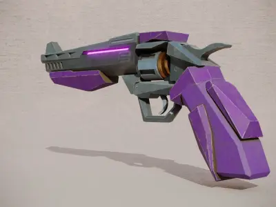 Sci-fi Revolver  Low-poly 3D model