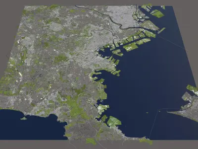 Yokohama Japan 50x50km 3D City Map 3D model