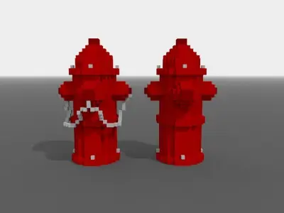 Voxel Fire Hydrant  Low-poly 3D model
