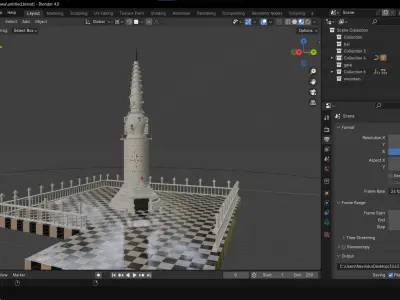 Realistic  Model of Ambuluwawa Tower Sri Lanka 3D model