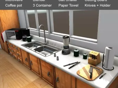 Kitchen Items Low-poly 3D model
