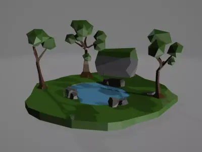 Simple Spring Lake Low-poly 3D model