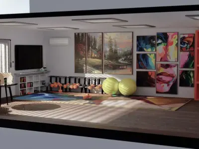 Family Gym Scene Low-poly 3D model