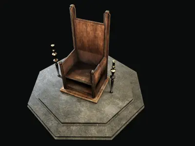 old wooden throne Low-poly