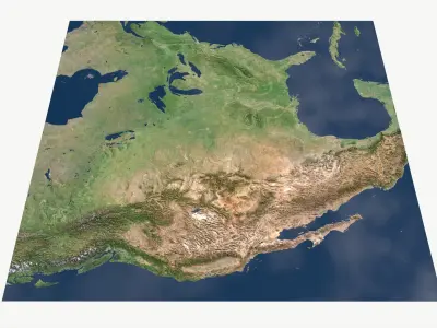  Us with Canada and Mexico detailed PBR landscape map 