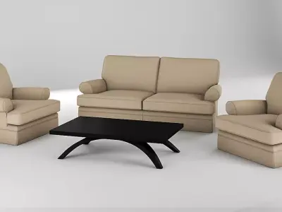 Realistic Sofa Collection  Arm Chair and Two Seater Sofa 3D model