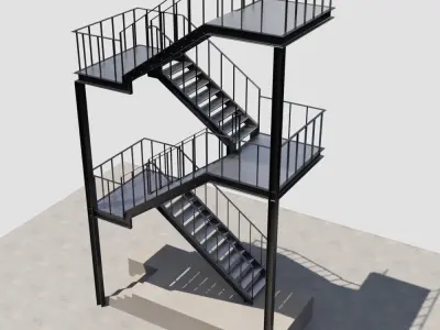 fire escape staircase  Free 3D model