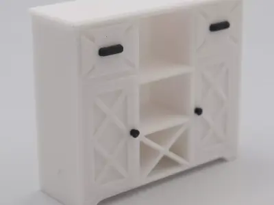 Living room wine cabinet with functional doors 3D print model