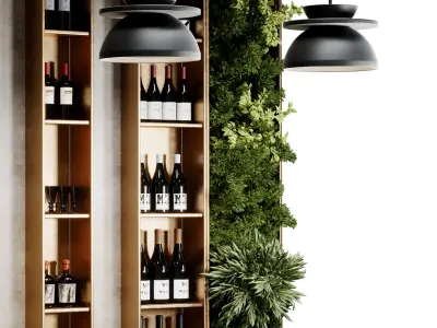 Reception Desk for Restaurant and Caffe with cabinet wine  09 3D model