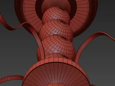 American Style 5 Arms Fabric Lamp 3D model