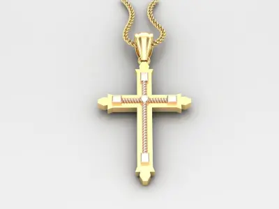 High Cross Pendant Light Gold 18K 4CP080 3D print model