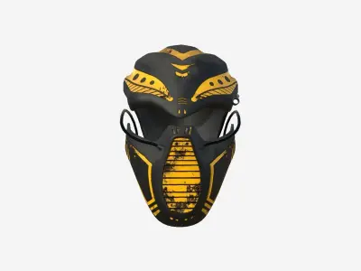 SciFi Ninja Mask A09 Black Yellow - Character Design Fashion Low-poly 3D model