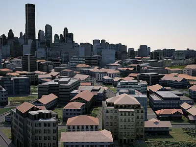 LowPoly City Textured Low-poly 3D model