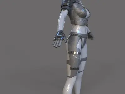 Sci-fi female suit Low-poly 3D model