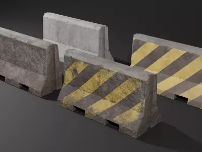 Roadblock Low Poly clean and dirty - with LODS Low-poly 3D model