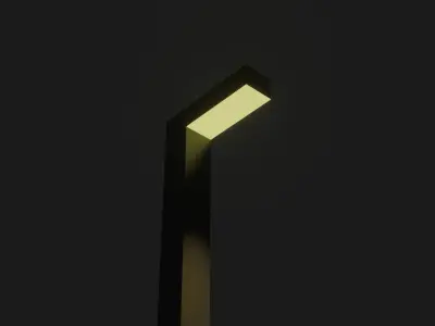 Low-Poly Street With Street Lamps Low-poly 3D model