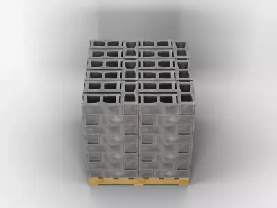 Wooden Pallet with Bricks 4 3D model