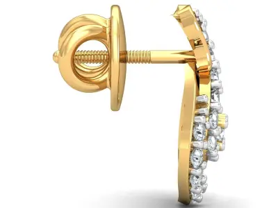light weight  Yellow gold diamodnd earring-P3 PSER-17 3D print model