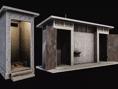 Asian Toilet Pack Low-poly 3D model