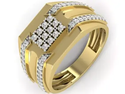 light weight  Yellow gold diamond rings-PR-403-DIA-A 3D print model