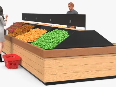  People Near Counter with Fresh Fruits 