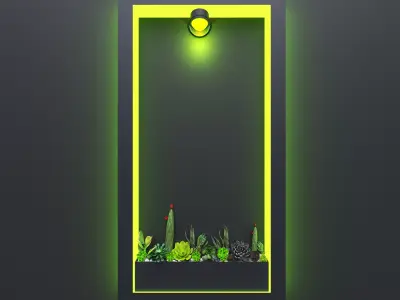 Modern LED Wall Frame with Planter 3D model