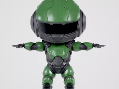 Cute Robot Green Low-poly 3D model