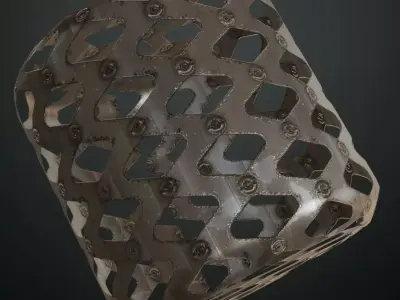 Sci-Fi Rusted Industrial Metal Mesh PBR Seamless Texture