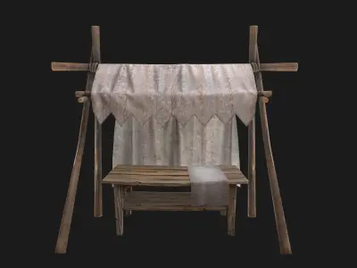 Medieval Market Stalls Tent   Low-poly 3D model