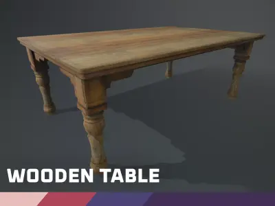 Wooden Table Low-poly 3D model