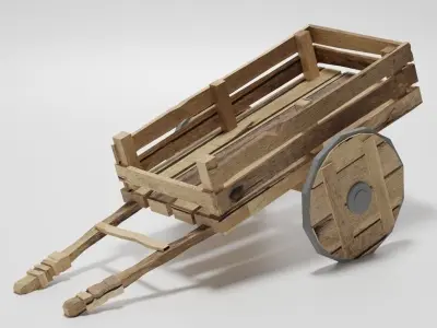 Garden Cart 3D Model Low-poly 3D model