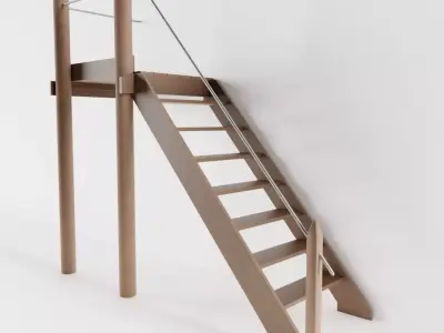 Old Exterior Staircase Low-poly 3D model