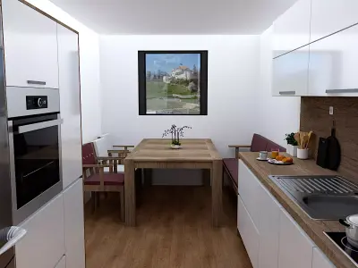 kitchen with cabinets and wooden floors Low-poly 3D model