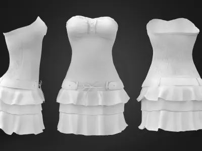 Bandeau Mini Dress Low-poly 3D model