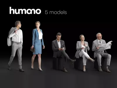 Humano 5-Pack - STREET - CAFE - RESTAURANT - 5x 3D models 03B