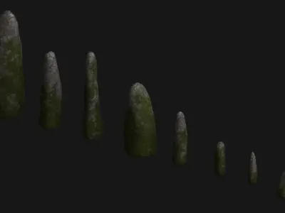 Obelisk Set - Moss Low-poly 3D model