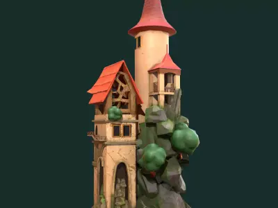 Stylish small castle Low-poly 3D model