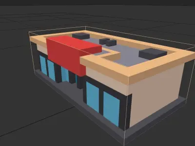 Voxel Supermarket Model 6 Colors Low-poly 3D model
