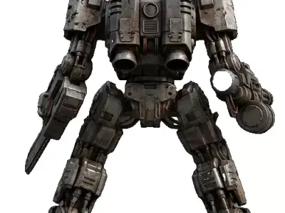 COMBAT MILITARY ROBOT WITH BATTLE DAMAGE 3D print model