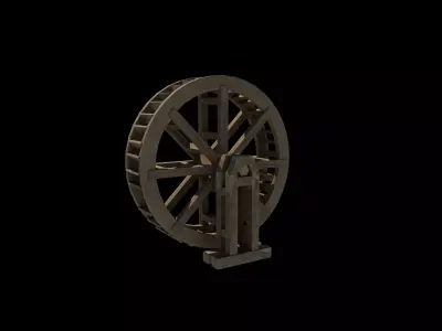 wooden water wheels 04 3D model