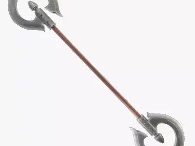 Stylized type circular bladed spear Low-poly 3D model