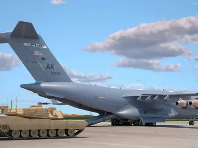  C 17 Globemaster III Tactical Transport Aircraft with M1A2 Abrams Tank 