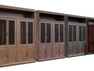 Wooden Book Cabinet Low-poly 3D model