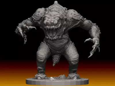 Star Wars rancor with interchangeable heads and a bone accessory 3D model