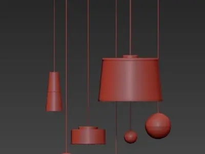 Cloth pendant lamps 3D model