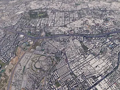 Madrid Low-poly city of paris from space 3D model